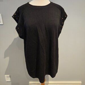 Dokotoo Women’s Studded Cap Sleeve Top | Size XL | Black